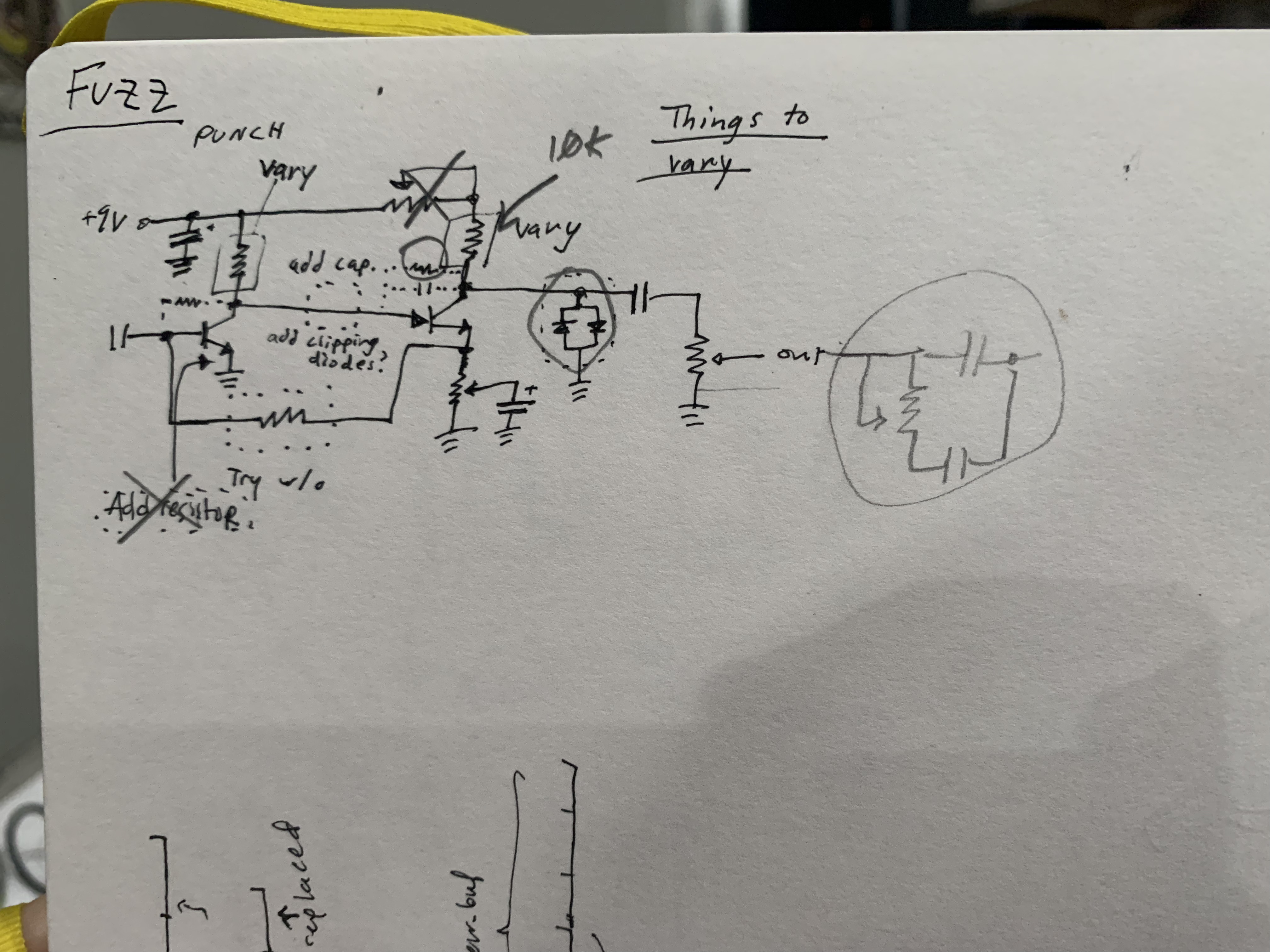 fuzz pedal schematic with notes